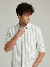 Vashuqi Full Sleeve Spread Collar Cotton Fabric Regular Fit Striped Shirt For men and Boys.