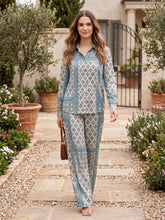 Women's Two Piece Set, Baby Sky Blue, Shirts with Wide Leg Trousers, Full Sleeve