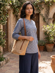 Women’s Dark Grey Pure Cotton Printed Casual Kurti Top