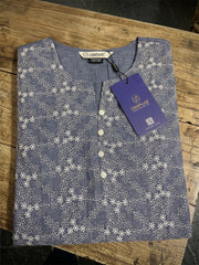 Women’s Blue Pure Cotton Embroidered Casual Kurti Top