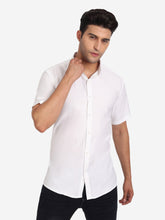 Men Pure Cotton Mandarin Collar Casual Half Sleeve Shirt