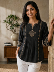 Women’s Rayon Embroidered Peplum Top –Ethnic Casual Wear with 3/4 Sleeves