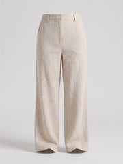Vashuqi  Beige Color Trousers For Women And Girls
