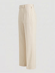 Vashuqi  Beige Color Trousers For Women And Girls