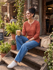 Women’s Maroon Embroidered Casual Top | Georgette Fabric | Regular Fit