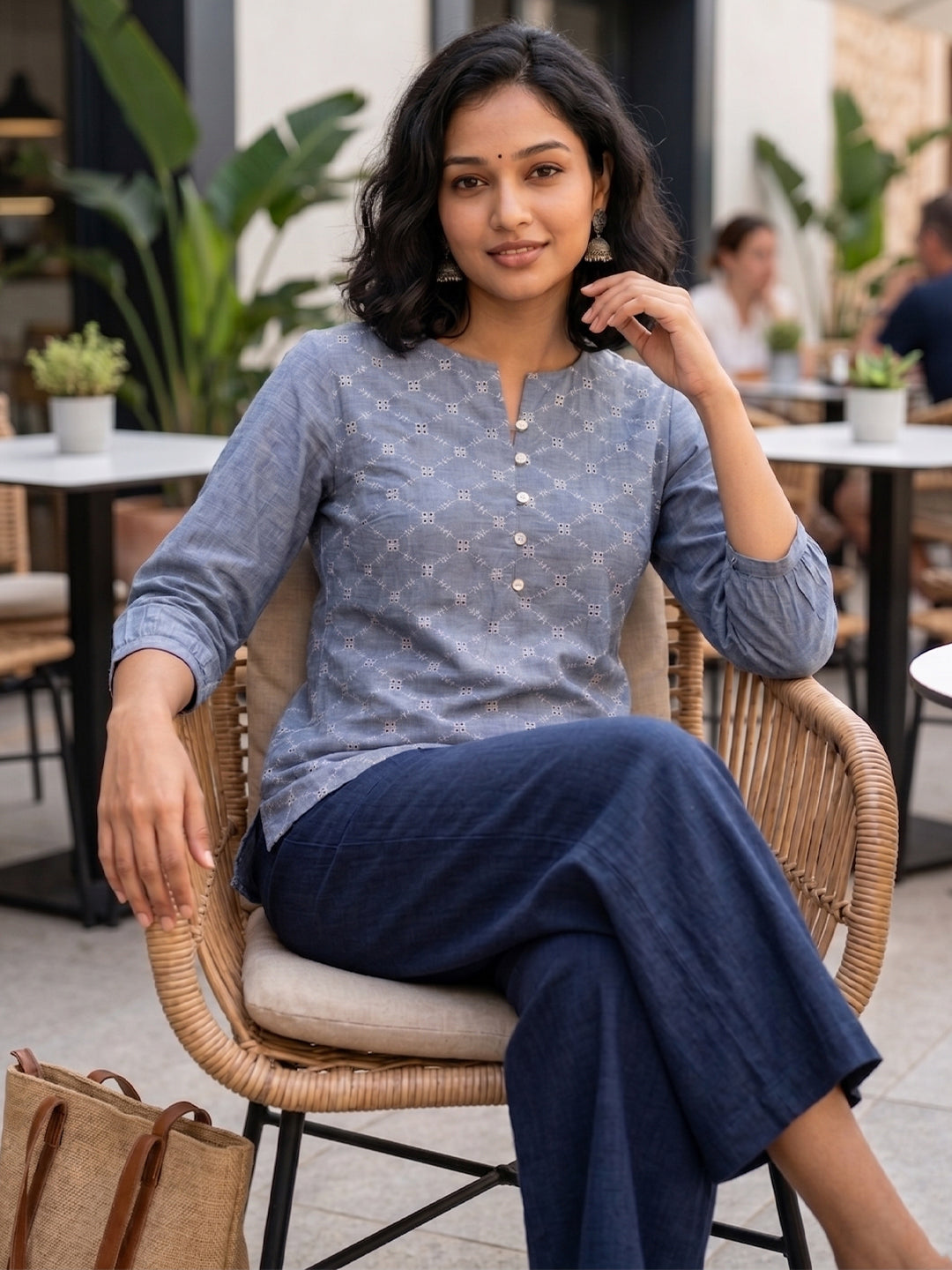 Women’s Dark Grey Pure Cotton Printed Casual Kurti Top