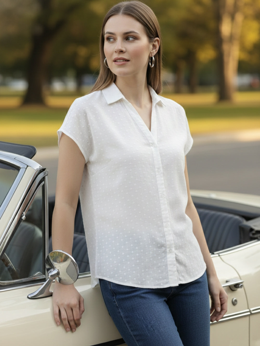 Women shirt collar Regular Fit Shirts