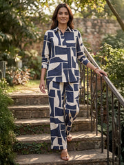 Women's Two Piece Set, BLACK, Shirts with Wide Leg Trousers, Full Sleeve
