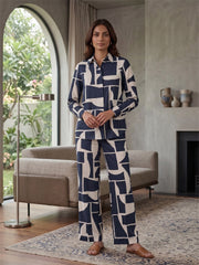 Women's Two Piece Set, BLACK, Shirts with Wide Leg Trousers, Full Sleeve