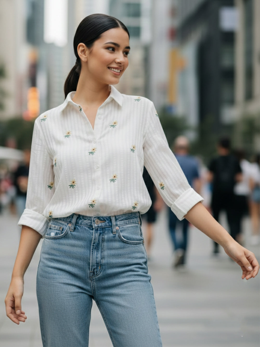 Women Full sleeve shirt collar Regular Fit Shirts