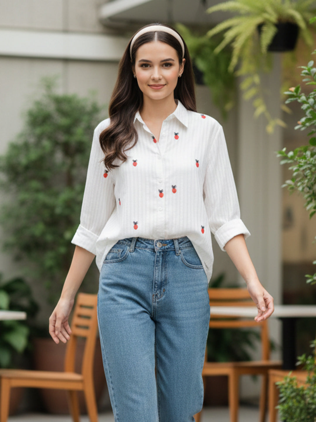 Women Full sleeve shirt collar Regular Fit Shirts