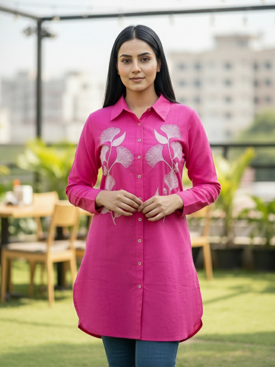 Women 3/4Th sleeve shirt collar Shirts